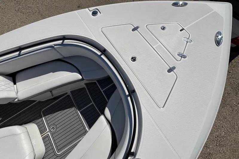  Yacht Photos Pics 2019 Fountain 34 Center Console boat with sleek seating and storage compartments.