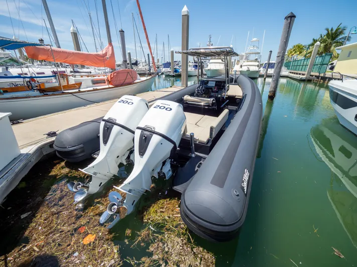  Yacht Photos Pics 2023 Sea Water PHANTOM 280 boat docked with dual 200 horsepower engines.