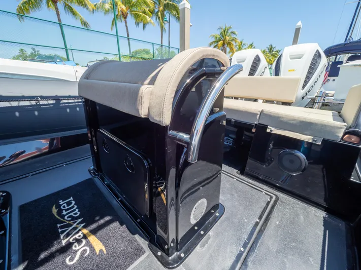  Yacht Photos Pics 2023 Sea Water PHANTOM 280 boat interior with seating and dual engines.