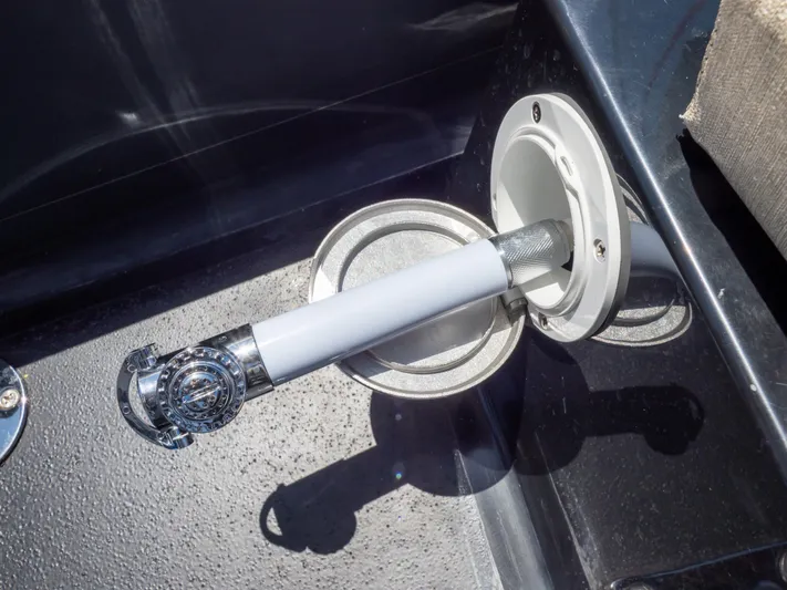  Yacht Photos Pics Boat deck detail of Sea Water PHANTOM 280, 2023 model, featuring a chrome and white fitting.