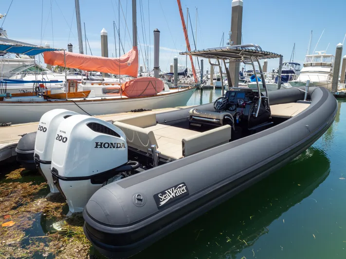  Yacht Photos Pics 2023 Sea Water PHANTOM 280 boat docked with dual Honda engines.