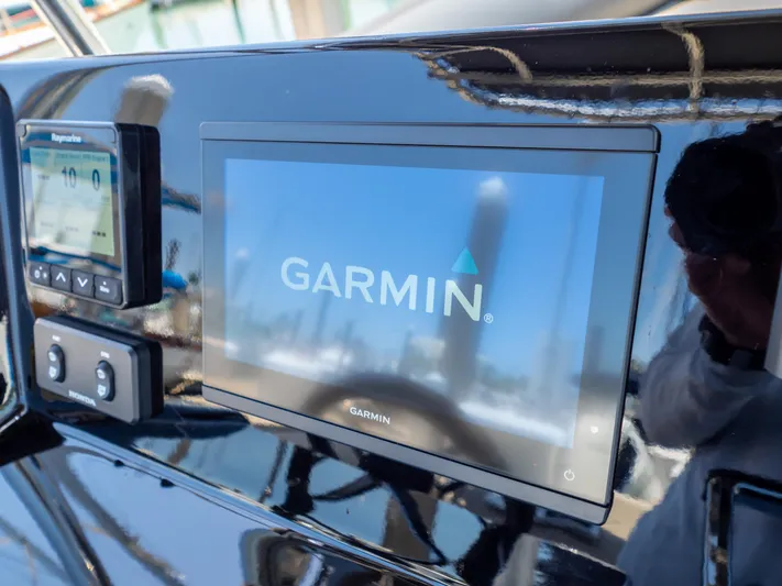  Yacht Photos Pics Garmin display on 2023 Sea Water PHANTOM 280 boat dashboard.