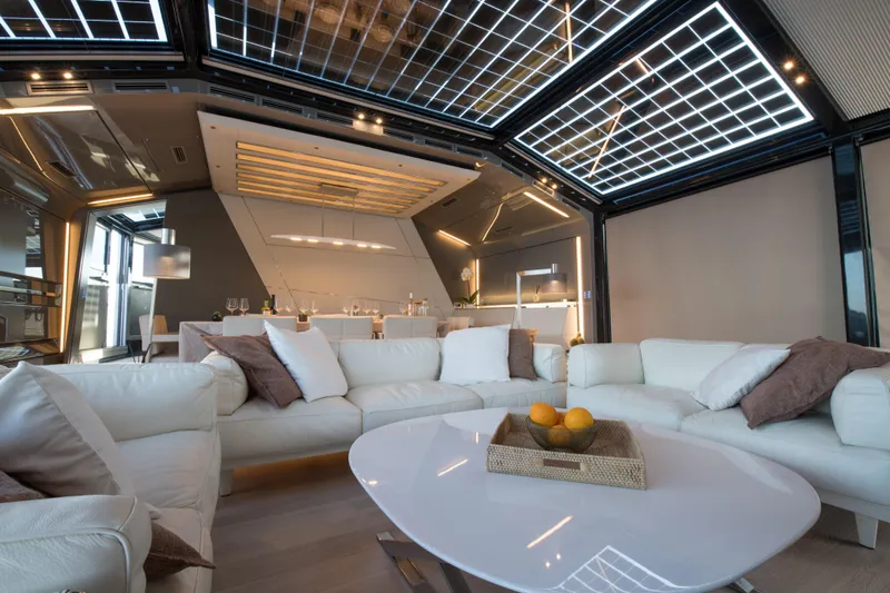 Marcello Yacht Photos Pics Luxurious interior of 2015 Arcadia Yachts Arcadia 85 with modern design and comfortable seating.
