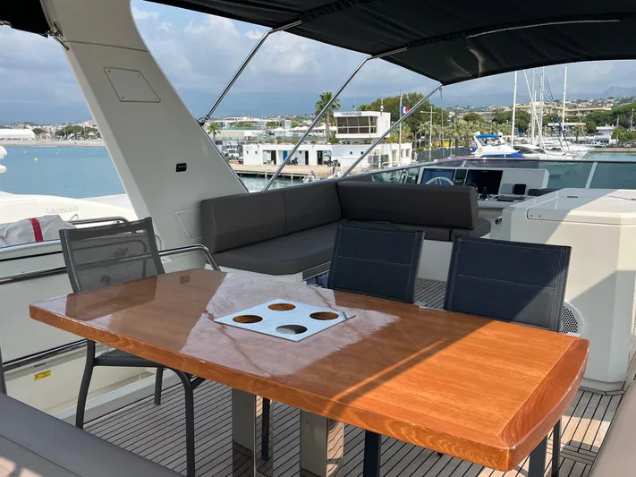  Yacht Photos Pics Luxurious 2017 Prestige 680 yacht deck with seating and ocean view.