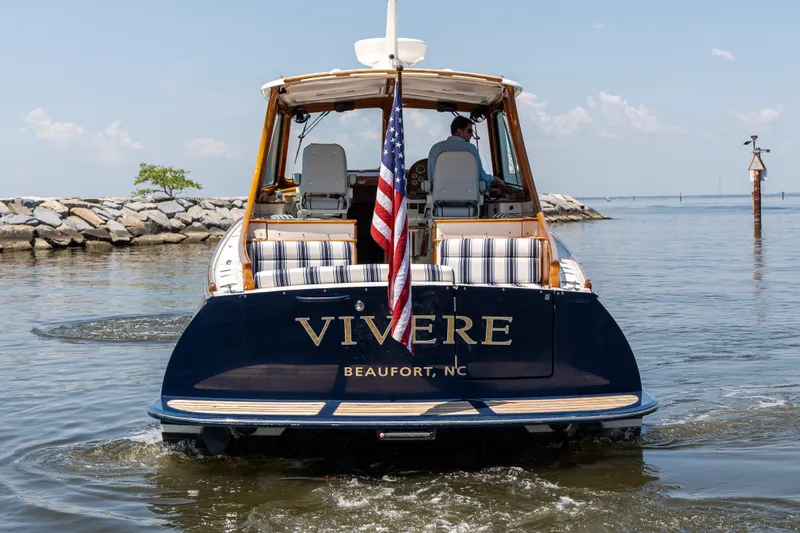 Vivere Yacht Photos Pics Hinckley Picnic Boat 37 MKIII, 2015, named "Vivere," cruising in Beaufort, NC waters.