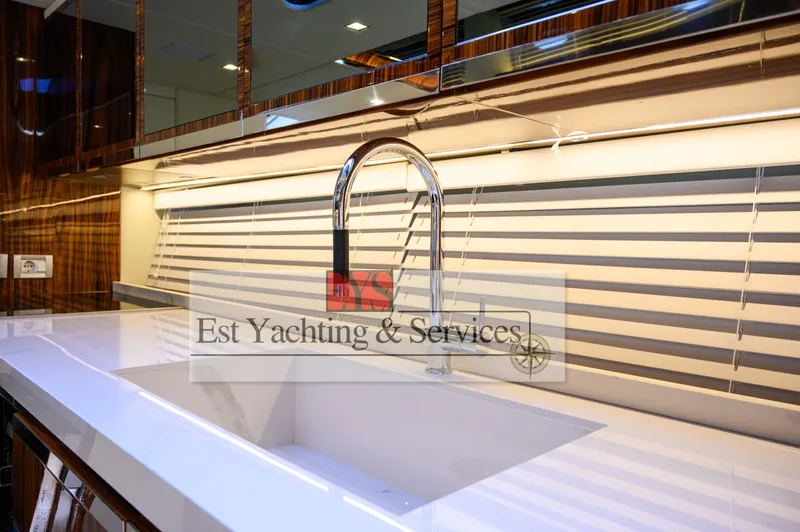  Yacht Photos Pics Luxurious kitchen sink area on 2004 Sunseeker Predator 68 yacht.