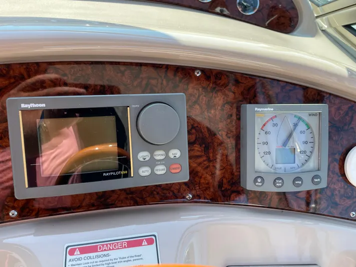  Yacht Photos Pics Dashboard of a 2000 Sea Ray 460 Sundancer with navigation instruments.