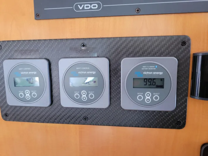  Yacht Photos Pics Control panel with Victron Energy displays on a 2006 Fountaine Pajot LAVEZZI yacht.