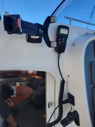  Yacht Photos Pics Control panel on 2006 Fountaine Pajot LAVEZZI catamaran with radio and phone holder.