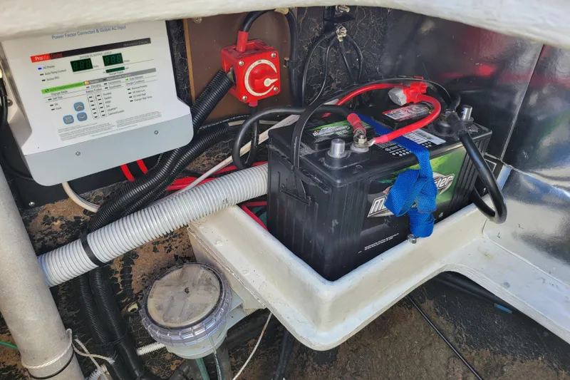  Yacht Photos Pics Battery compartment of 2006 Fountaine Pajot LAVEZZI with power control panel.