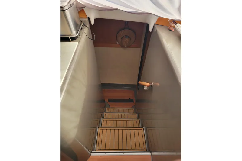  Yacht Photos Pics Staircase leading below deck on 2006 Fountaine Pajot LAVEZZI catamaran.