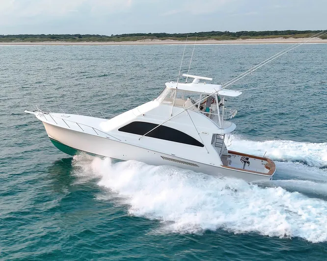 Wrangler Yacht Photos Pics 2008 Ocean Yachts 54 Super Sport cruising on open water.