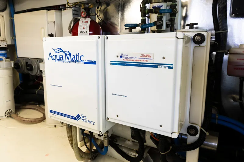 Wrangler Yacht Photos Pics AquaMatic watermaker system in 2008 Ocean Yachts 54 Super Sport engine room.