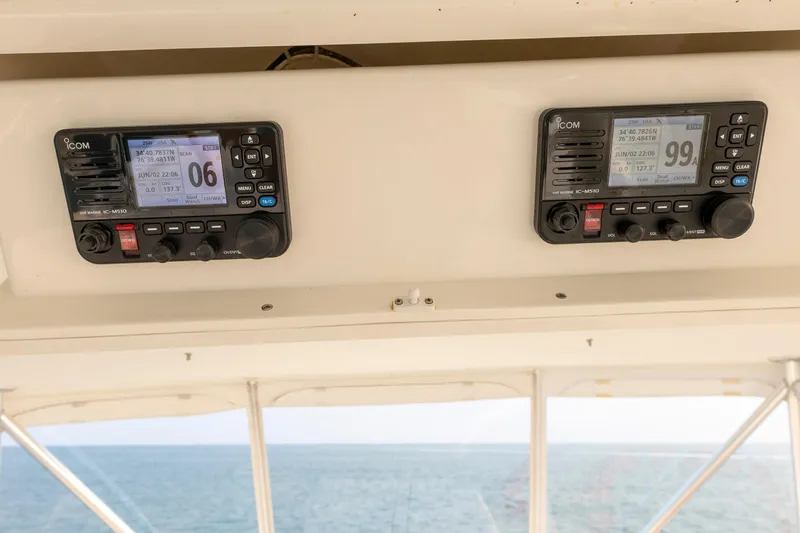 Wrangler Yacht Photos Pics ICOM marine radios on 2008 Ocean Yachts 54 Super Sport, overlooking the ocean.