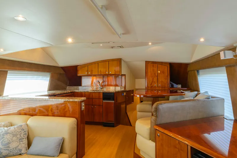 Wrangler Yacht Photos Pics Luxurious interior of 2008 Ocean Yachts 54 Super Sport with elegant wood finishes and modern amenities.