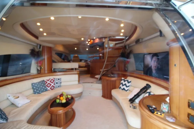  Yacht Photos Pics Luxurious interior of 2007 Azimut 68 FLY yacht with elegant seating and modern design.