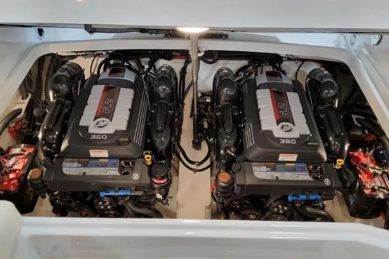 310 Bow Rider Yacht Photos Pics Dual engines of the 2025 Formula 310 Bowrider I/O.