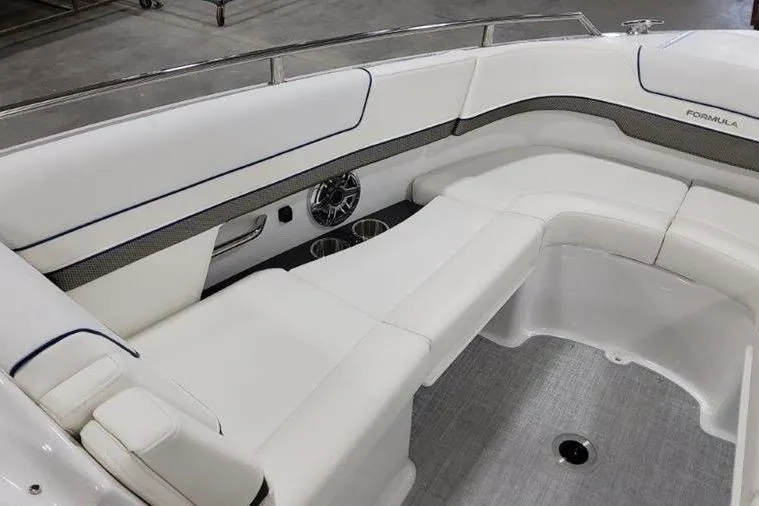 310 Bow Rider Yacht Photos Pics Interior of 2025 Formula 310 Bowrider I/O with white upholstery.