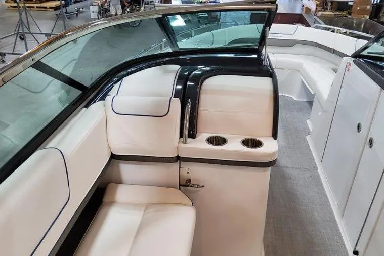 310 Bow Rider Yacht Photos Pics Interior of 2025 Formula 310 Bowrider I/O with white seating.