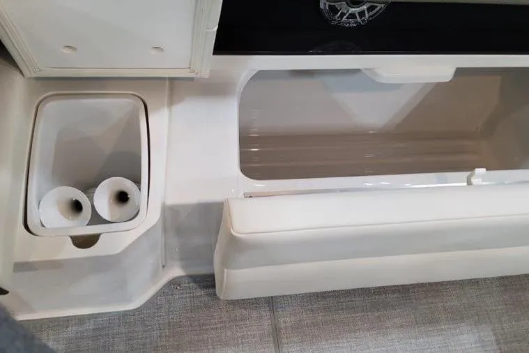 310 Bow Rider Yacht Photos Pics Interior of 2025 Formula 310 Bowrider I/O with storage space.
