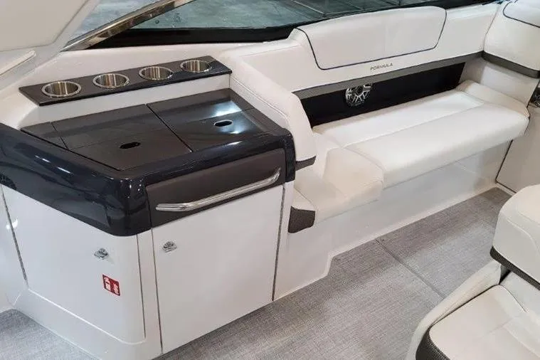 310 Bow Rider Yacht Photos Pics Interior of 2025 Formula 310 Bowrider I/O with seating and storage.