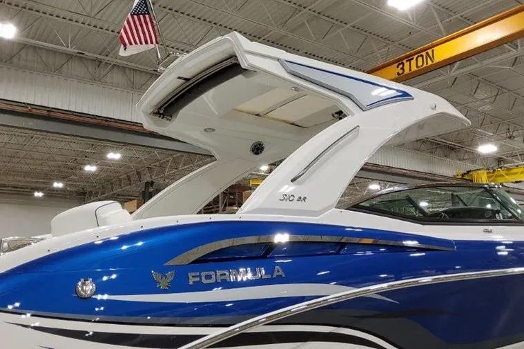 310 Bow Rider Yacht Photos Pics 2025 Formula 310 Bowrider I/O boat in a shipyard.