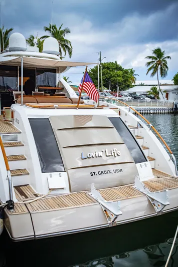 Lovin Life Yacht Photos Pics Luxury Lazzara LSX 75 yacht, 2008 model, docked in St. Croix, USVI.