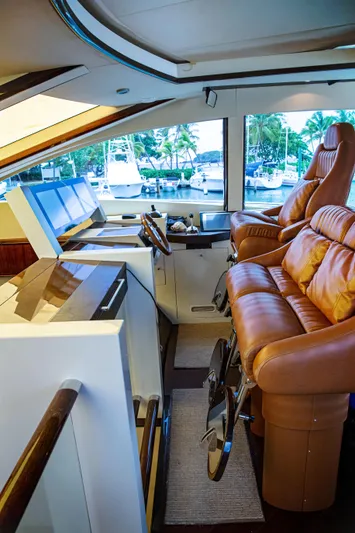 Lovin Life Yacht Photos Pics Luxurious 2008 Lazzara LSX 75 yacht interior with leather seating and modern controls.