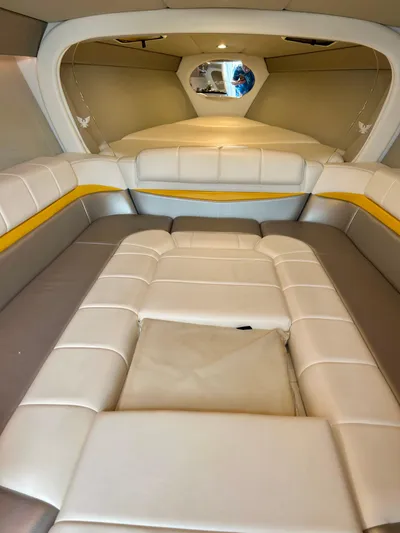  Yacht Photos Pics Interior of a 2008 Formula 353 FASTech boat with luxurious seating.