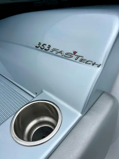  Yacht Photos Pics 2008 Formula 353 FASTech boat detail with logo and cup holder.