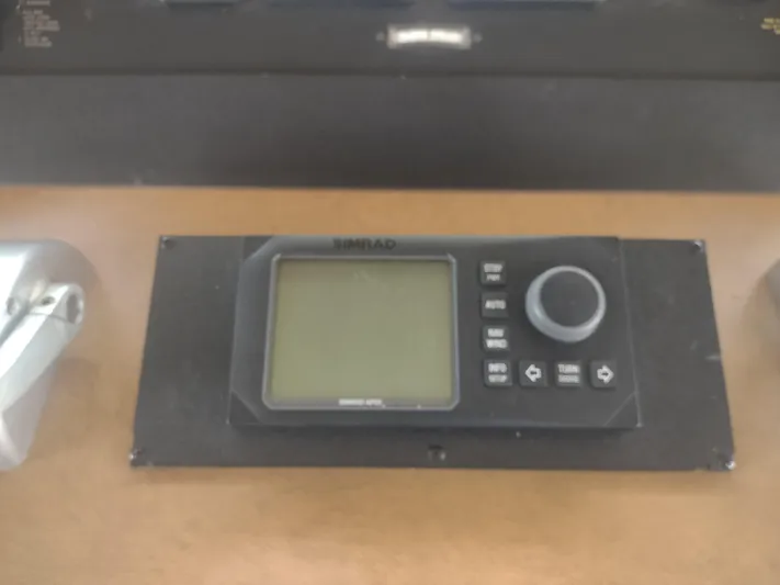  Yacht Photos Pics Simrad navigation system on 1988 Hatteras 60 Motor Yacht dashboard.