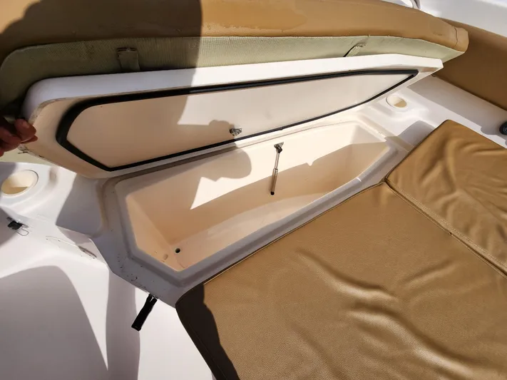 Yacht Photos Pics Open storage compartment on a 2008 Grady-White 306 Bimini CC boat.