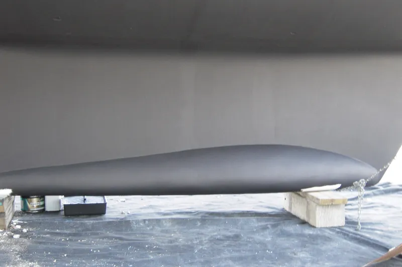 Providence Yacht Photos Pics Keel of 2013 Passport 470 Center Cockpit sailboat on supports.