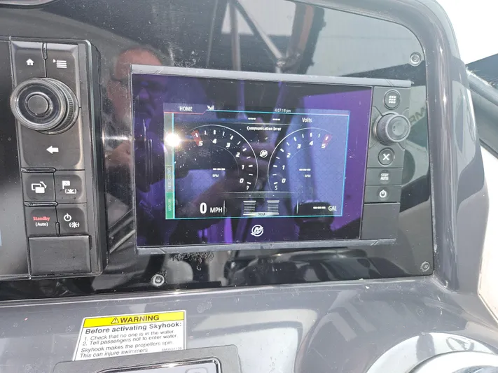  Yacht Photos Pics Dashboard of a 2018 Formula 350 Sun Sport boat with digital display and controls.