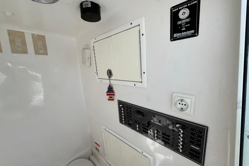  Yacht Photos Pics Interior of 2016 SeaHunter 35 Tournament boat with control panel and high water alarm.