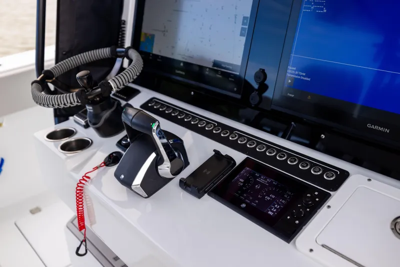  Yacht Photos Pics Control panel of 2025 Freeman 42 LR boat with advanced navigation systems.