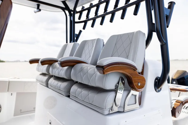  Yacht Photos Pics Luxurious seating on 2025 Freeman 42 LR boat with elegant design and craftsmanship.
