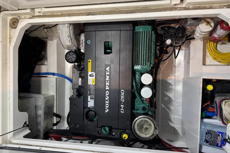  Yacht Photos Pics Engine compartment of a 2017 Jeanneau NC 9 with Volvo Penta D4-260 engine.