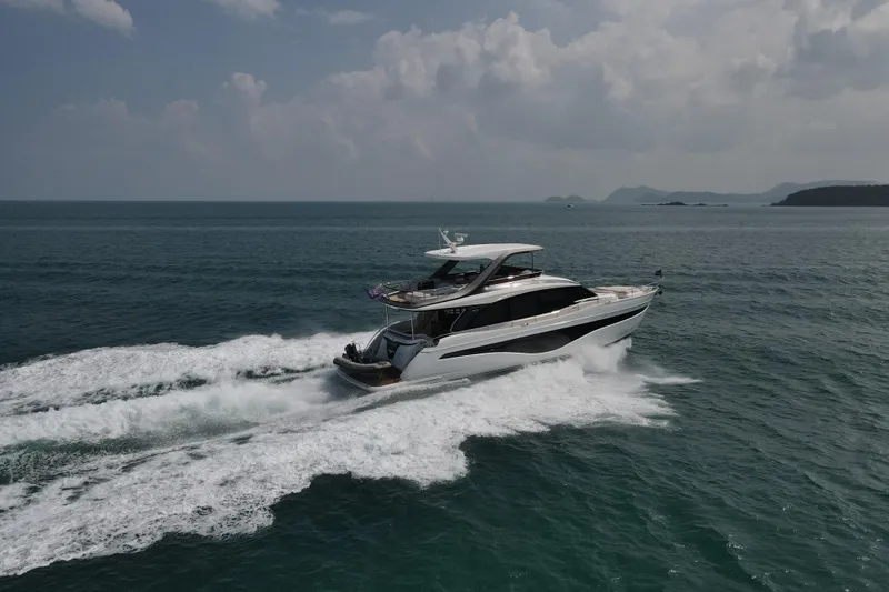 La Mer Yacht Photos Pics Luxury Princess Y72 yacht cruising on open sea, 2023 model.