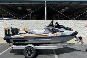 2023 Sea-Doo Fish Pro Trophy on trailer, parked outdoors.
