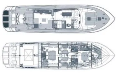  Yacht Photos Pics Floor plan of 2005 Canados 72 S yacht, showcasing detailed layout and design.