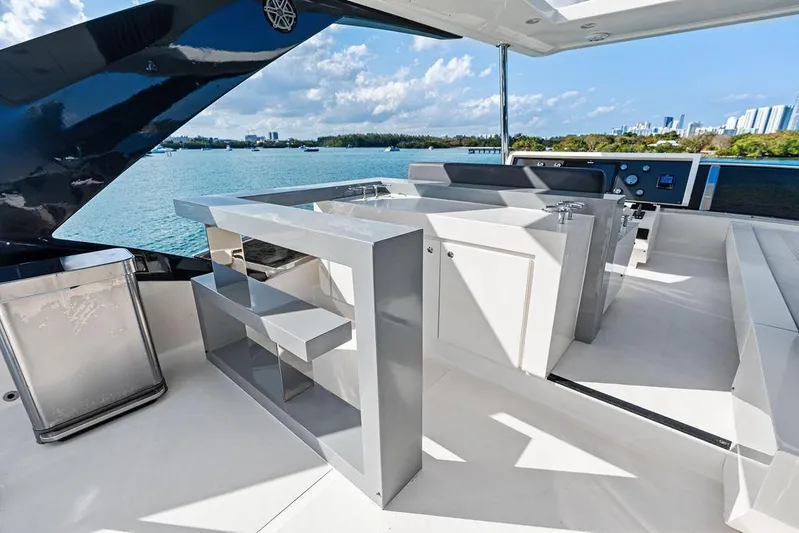 Greyt Escape Yacht Photos Pics Luxurious 2013 Astondoa 72 GLX yacht interior with modern design and waterfront view.