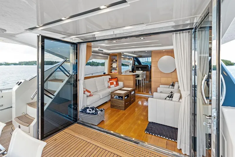 Greyt Escape Yacht Photos Pics Luxurious interior of 2013 Astondoa 72 GLX yacht with modern furnishings and open layout.