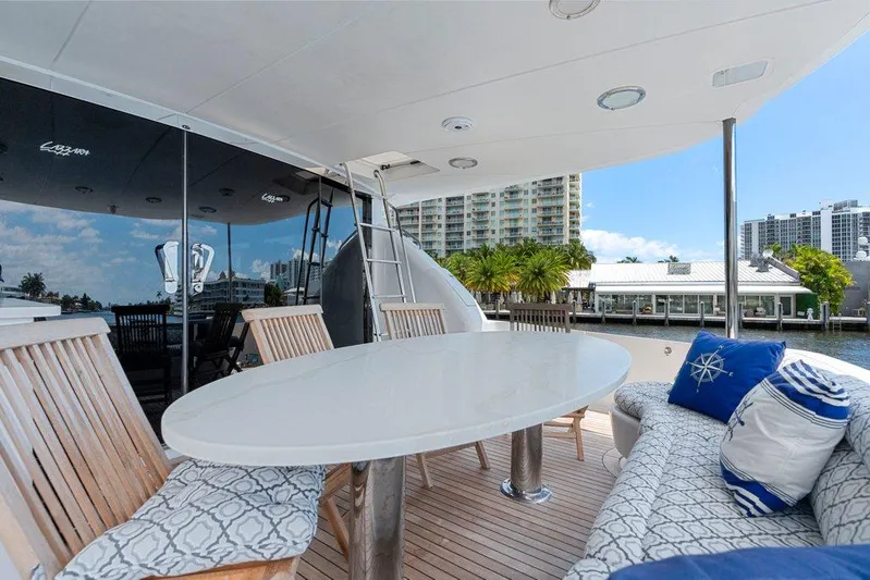 Fomo2 Yacht Photos Pics Lazzara 80 Fomo2 - Aft Deck Seating and Table