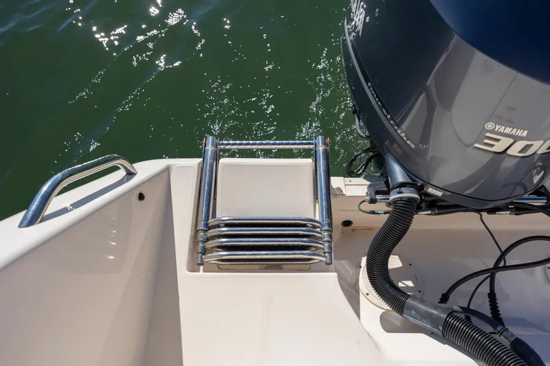  Yacht Photos Pics 2020 Grady-White Freedom 307 boat with Yamaha 300 engine and swim ladder.