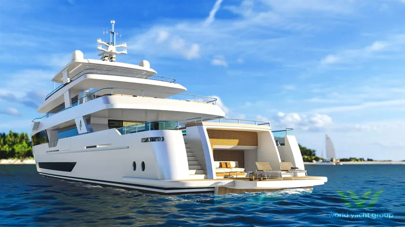 Project Artemis Yacht Photos Pics Luxurious Custom Project Artemis yacht, 2026 model, cruising in clear blue waters.