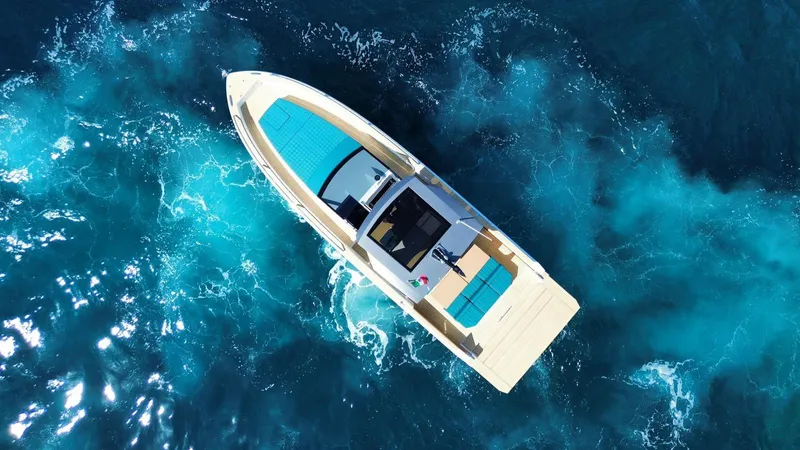 Fiart 39 Sw Yacht Photos Pics 2024 Fiart 39 Seawalker yacht cruising on vibrant blue ocean waters.