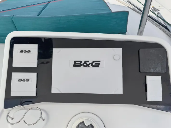 Sunshine Yacht Photos Pics B&G navigation system on 2017 Lagoon 450 F yacht dashboard.