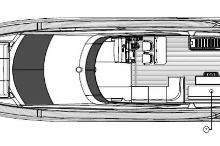  Yacht Photos Pics Top view schematic of 2025 Sunseeker Manhattan 68 yacht layout.