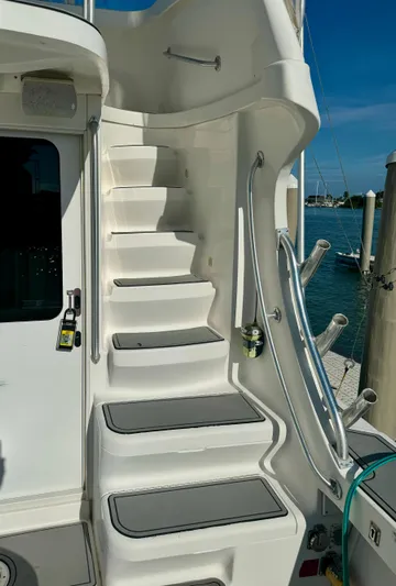 Martin Yacht Photos Pics Staircase on 2002 Luhrs 36 Convertible yacht, leading to upper deck.